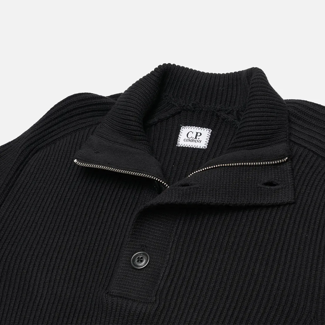 C.P. Company Мужской свитер Full Rib Half Button Knit