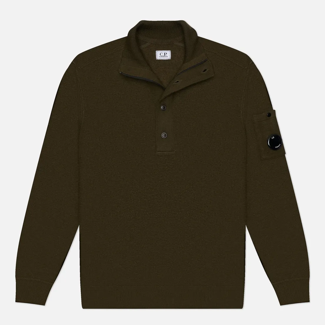 C.P. Company Мужской свитер Merino Wool Felted Half Button Knit