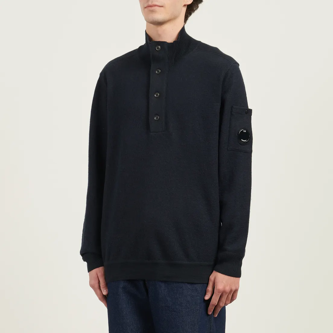 C.P. Company Мужской свитер Merino Wool Felted Half Button Knit