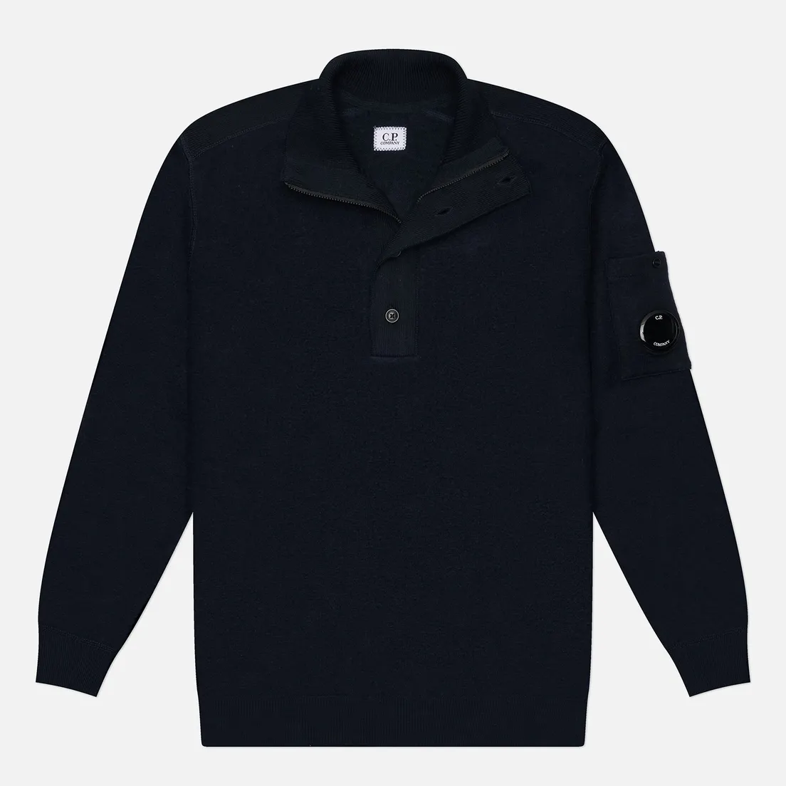 C.P. Company Мужской свитер Merino Wool Felted Half Button Knit