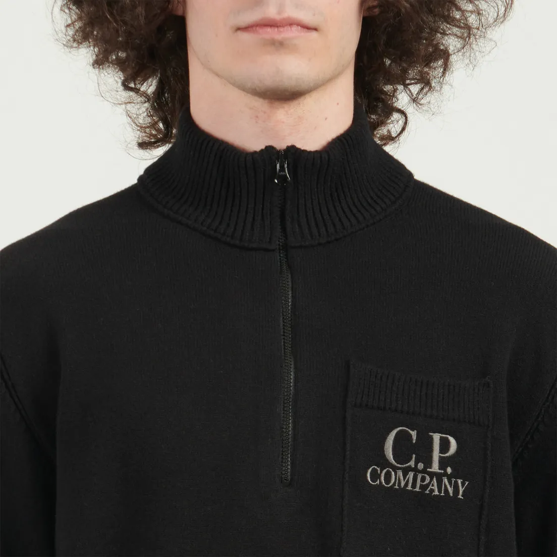C.P. Company Мужской свитер Soft Cotton Stretch Chest Pocket Half Zip