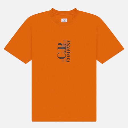 Мужская футболка C.P. Company 30/1 Jersey Logo Comfort Fit, цвет оранжевый, размер S