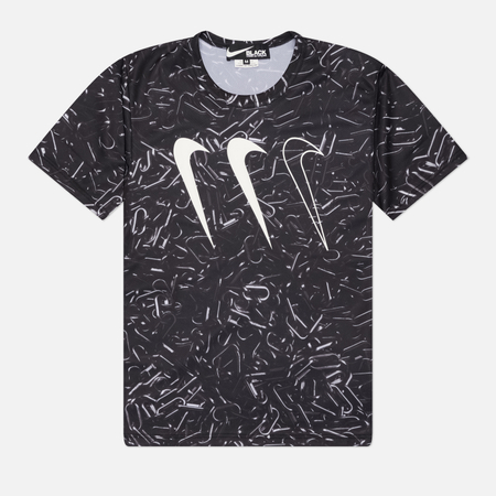 Мужская футболка Comme des Garcons Black x Nike Horizontal Triple Swoosh, цвет чёрный, размер S