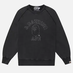 A Bathing Ape Мужская толстовка Washed Effect College Patch Relaxed Fit Crewneck