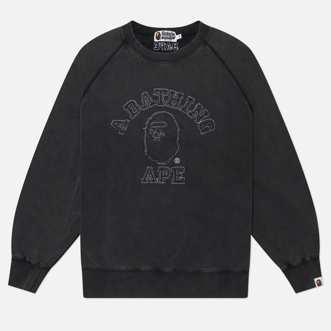 Мужская толстовка A Bathing Ape Washed Effect College Patch Relaxed Fit Crewneck