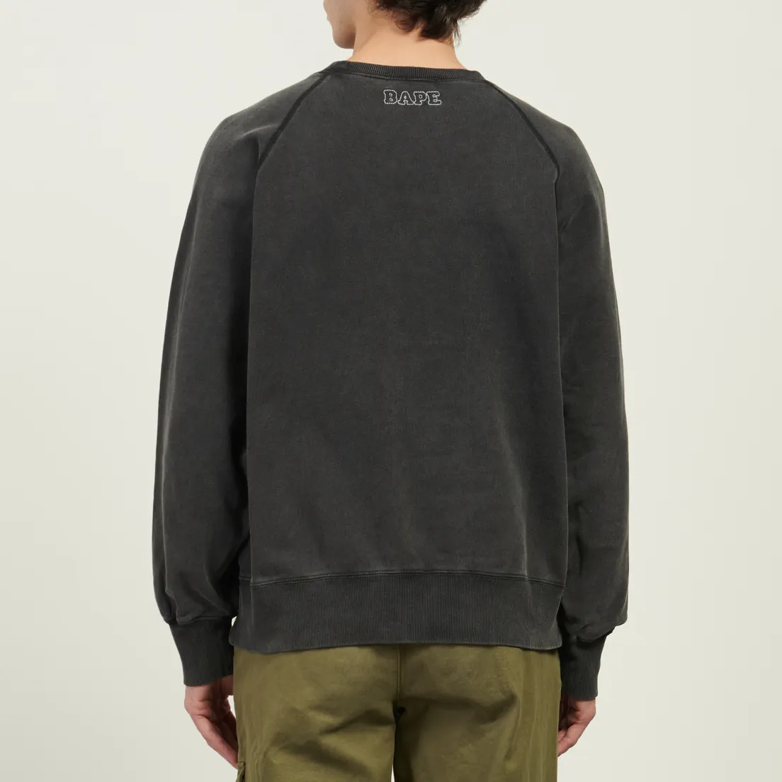 A Bathing Ape Мужская толстовка Washed Effect College Patch Relaxed Fit Crewneck