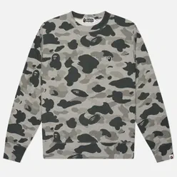 A Bathing Ape Мужская толстовка Heather Grey Camo Ape Head One Point Crewneck