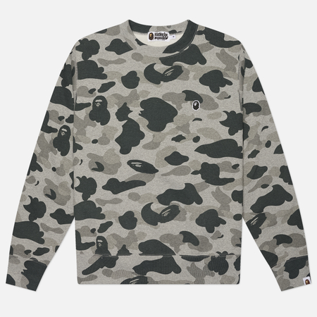 Мужская толстовка A Bathing Ape Heather Grey Camo Ape Head One Point Crewneck, цвет серый, размер L