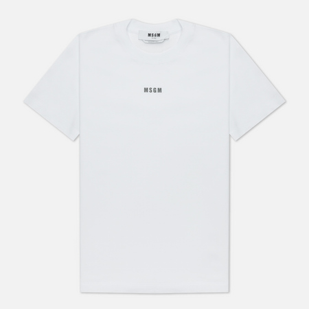 фото Женская футболка msgm micrologo basic crew neck, цвет белый, размер xs