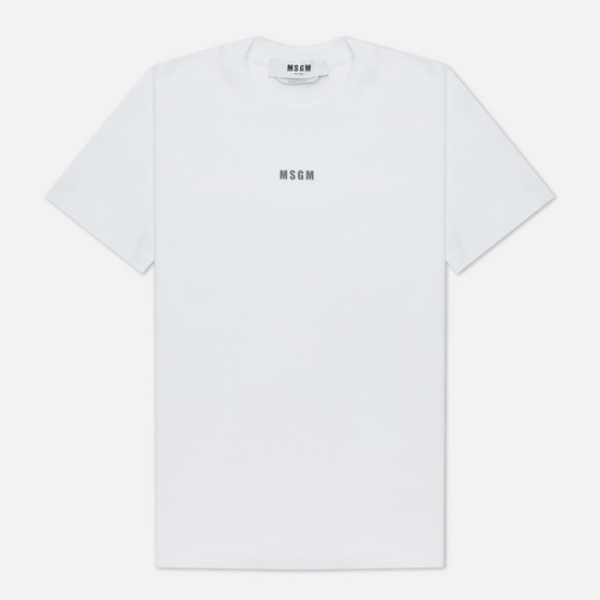 Женская футболка MSGM Micrologo Basic Crew Neck Optical White/Black