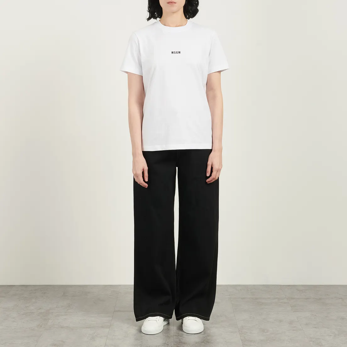 MSGM Женская футболка Micrologo Basic Crew Neck