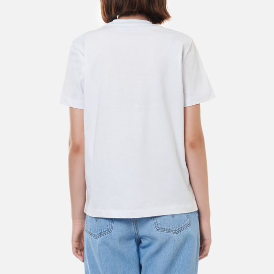 Женская футболка MSGM Micrologo Basic Crew Neck Optical White/Black