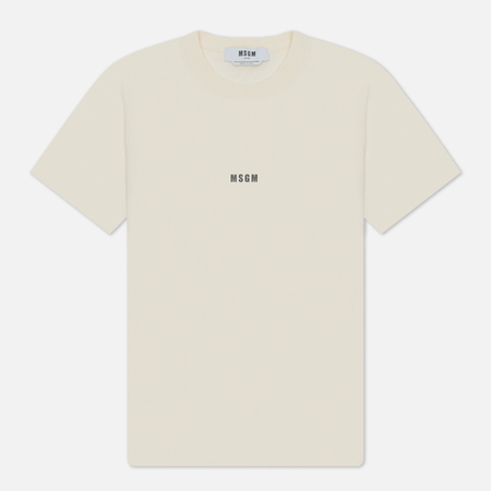 Женская футболка MSGM Micrologo Basic Crew Neck, цвет бежевый, размер M