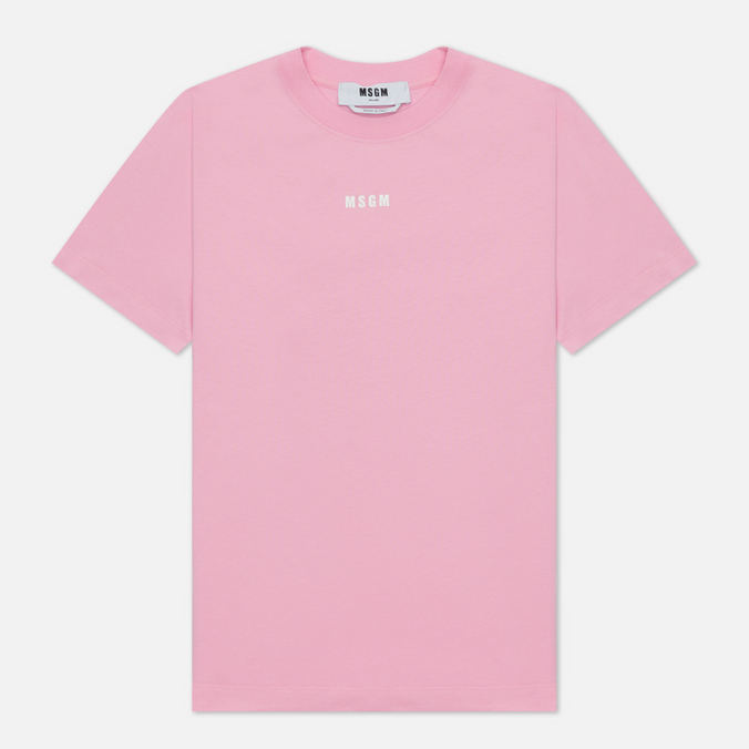 Женская футболка MSGM, цвет розовый, размер S 2000MDM500 200002 12 Micrologo Basic Crew Neck - фото 1