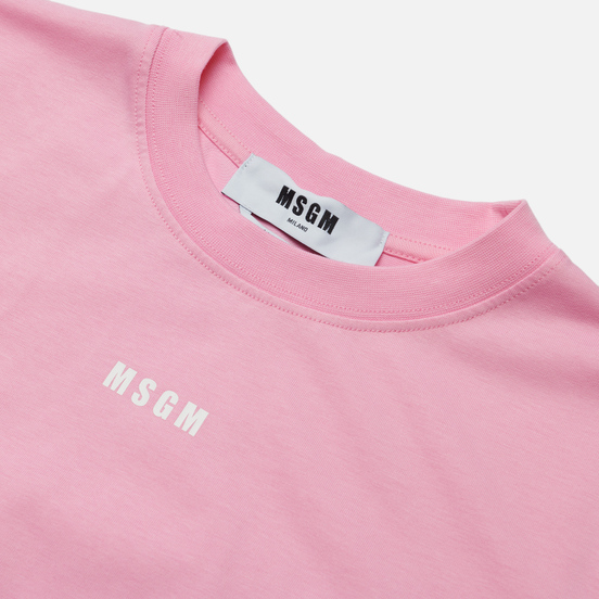 Женская футболка MSGM Micrologo Basic Crew Neck Pink/White