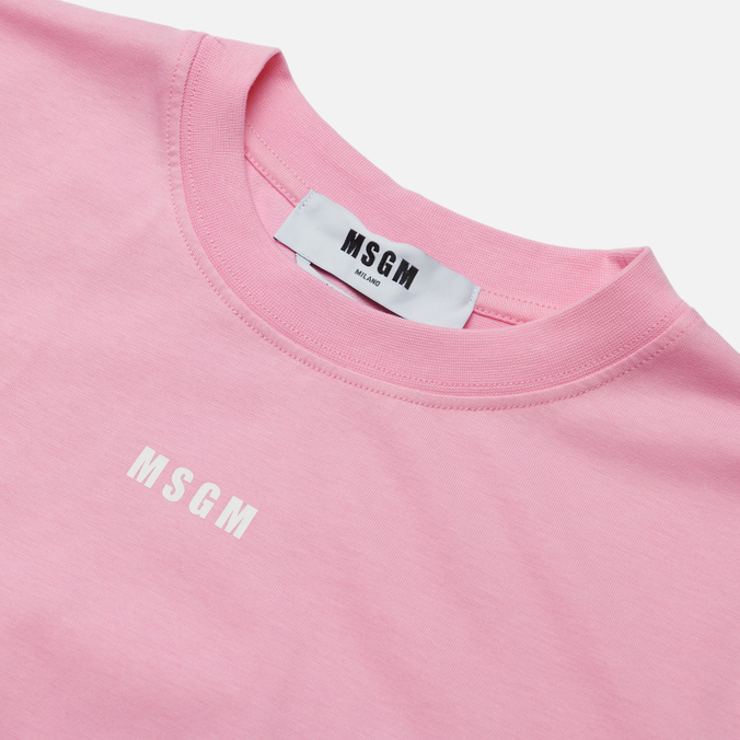 Женская футболка MSGM, цвет розовый, размер S 2000MDM500 200002 12 Micrologo Basic Crew Neck - фото 2