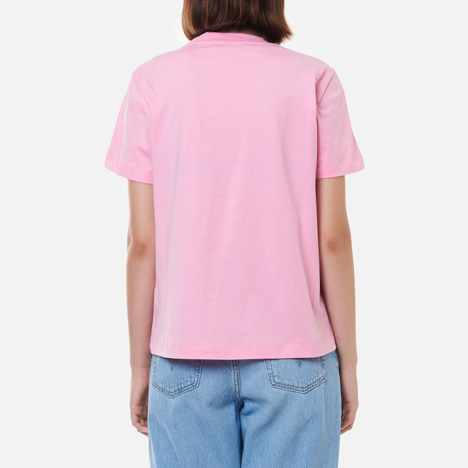 Женская футболка MSGM, цвет розовый, размер S 2000MDM500 200002 12 Micrologo Basic Crew Neck - фото 4