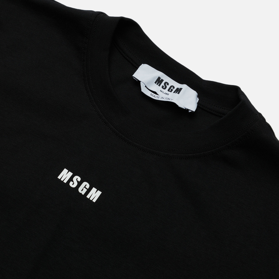 Женская футболка MSGM Micrologo Basic Crew Neck Black/White