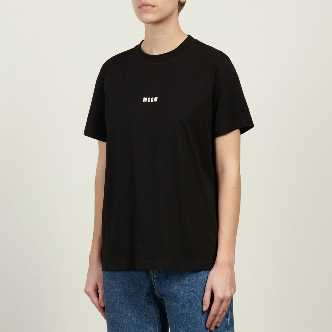 MSGM Женская футболка Micrologo Basic Crew Neck
