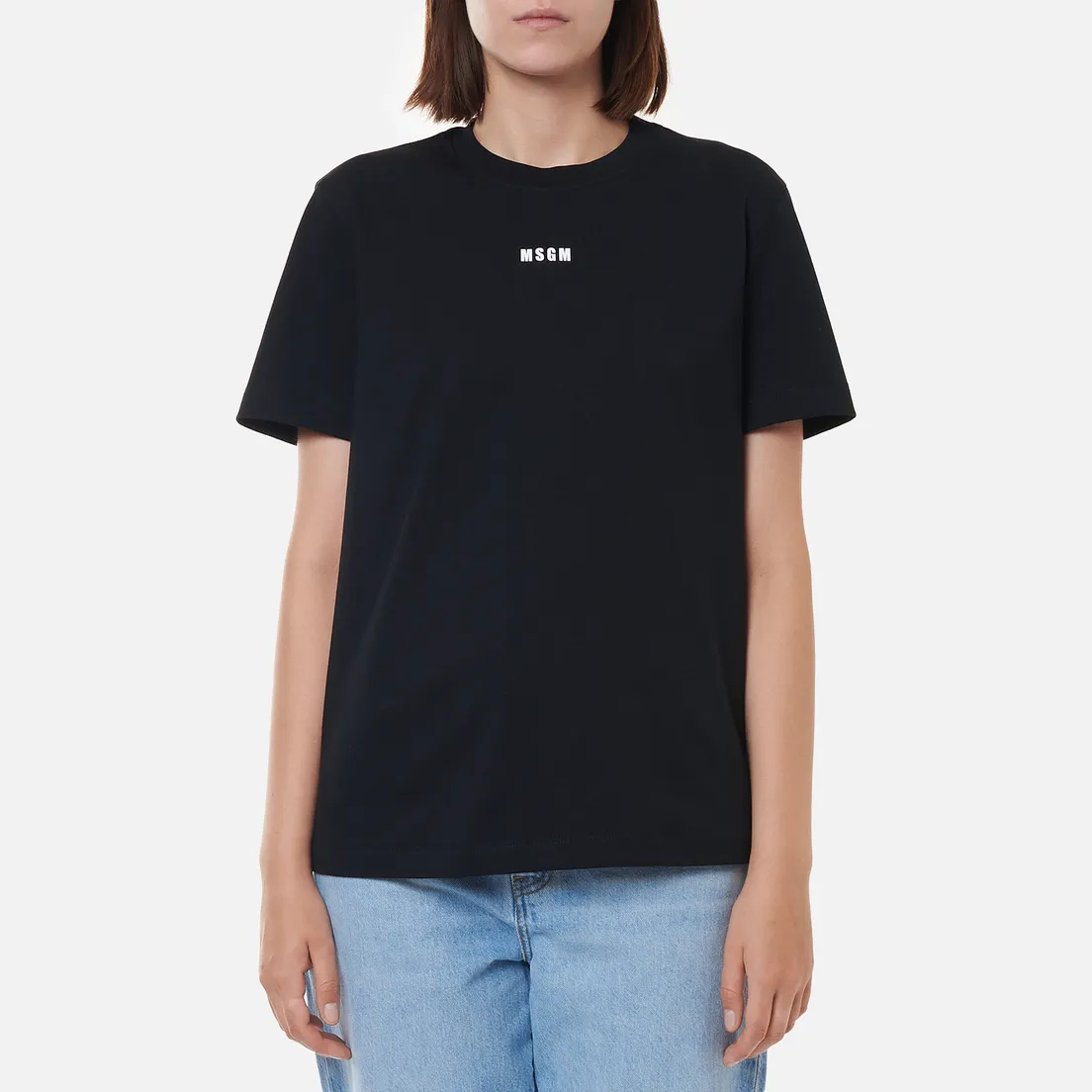 MSGM Женская футболка Micrologo Basic Crew Neck