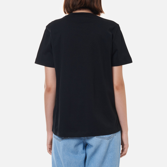 Женская футболка MSGM Micrologo Basic Crew Neck Black/White