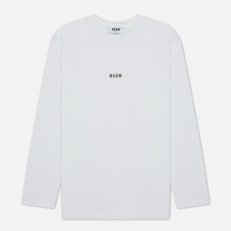  Женский лонгслив MSGM Micrologo Basic Crew Neck, цвет белый, размер M