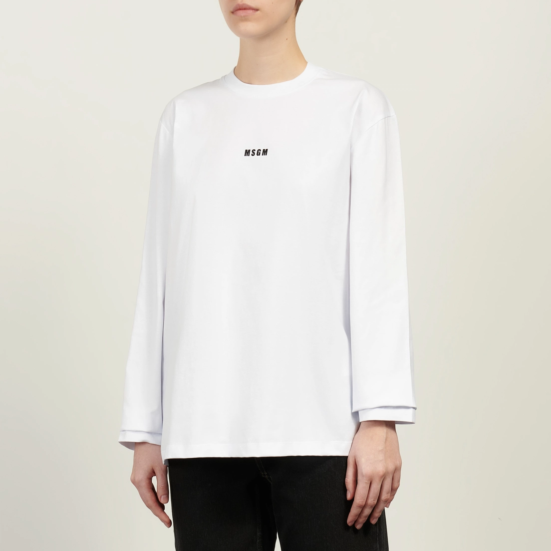 MSGM Женский лонгслив Micrologo Basic Crew Neck