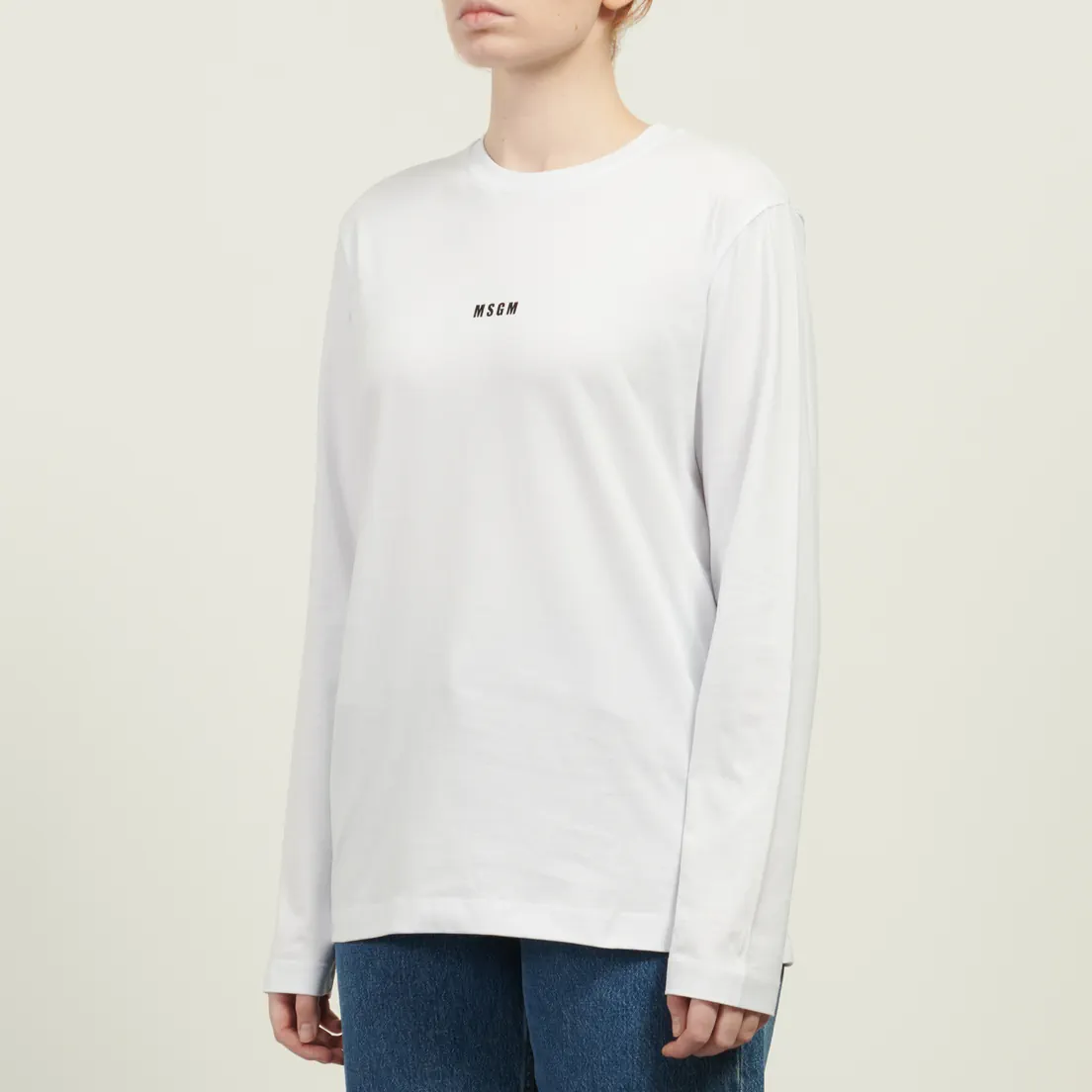 MSGM Женский лонгслив Micrologo Basic Crew Neck