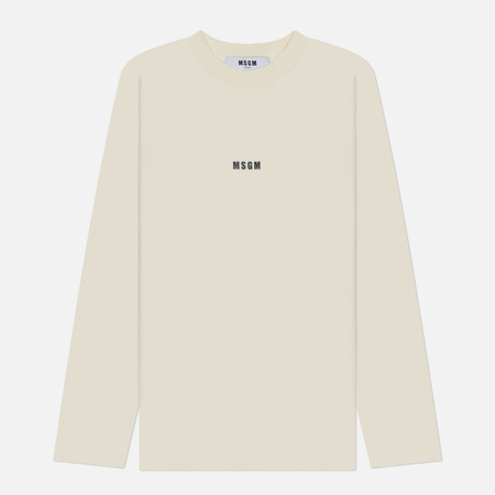   Brandshop Женский лонгслив MSGM Micrologo Basic Crew Neck, цвет бежевый, размер XS