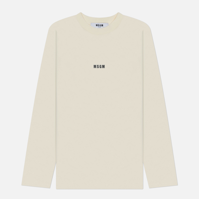 Женский лонгслив MSGM Micrologo Basic Crew Neck, цвет бежевый