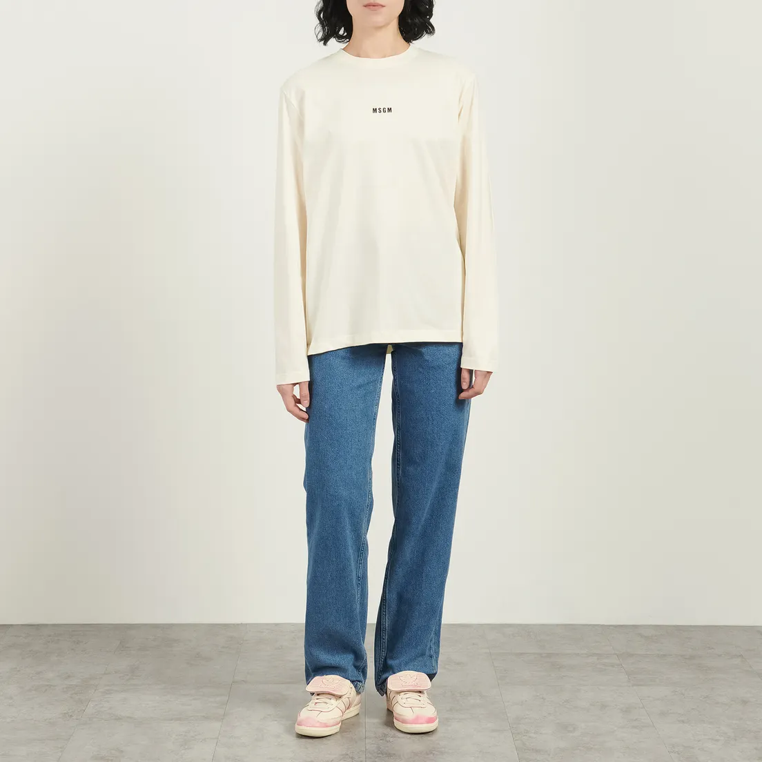 MSGM Женский лонгслив Micrologo Basic Crew Neck