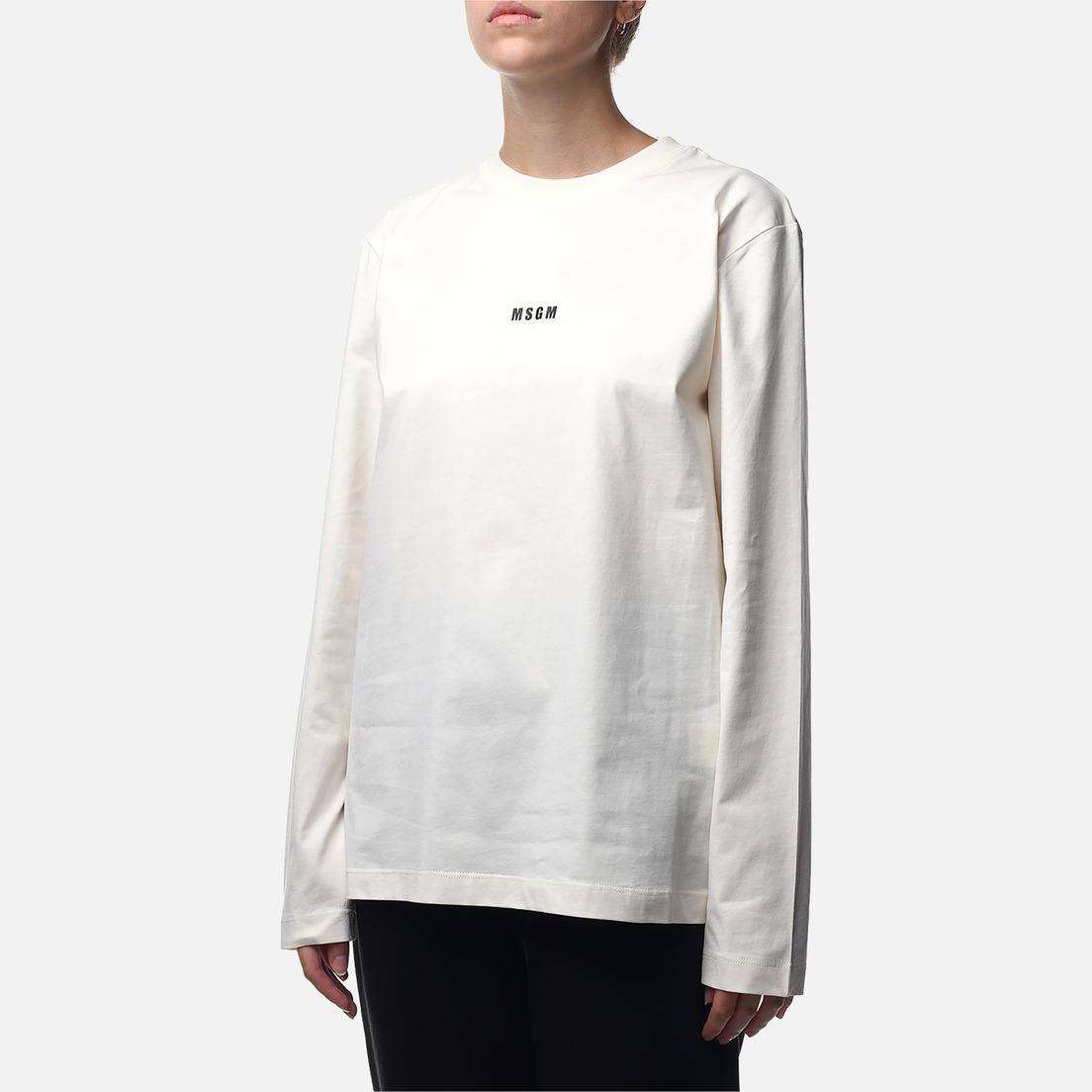 MSGM Женский лонгслив Micrologo Basic Crew Neck