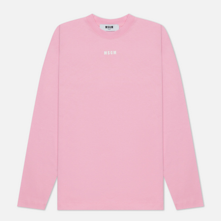  Женский лонгслив MSGM Micrologo Basic Crew Neck, цвет розовый, размер L