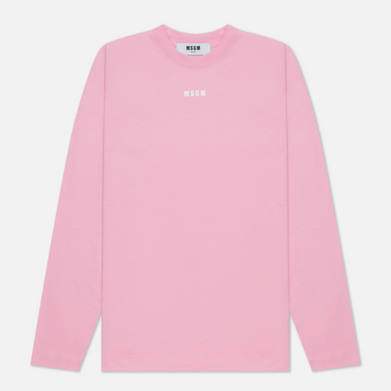 Женский лонгслив MSGM Micrologo Basic Crew Neck Pink/White
