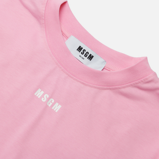 Женский лонгслив MSGM Micrologo Basic Crew Neck Pink/White