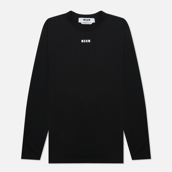 Женский лонгслив MSGM Micrologo Basic Crew Neck Black/White