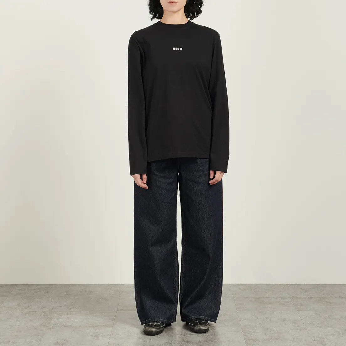 MSGM Женский лонгслив Micrologo Basic Crew Neck