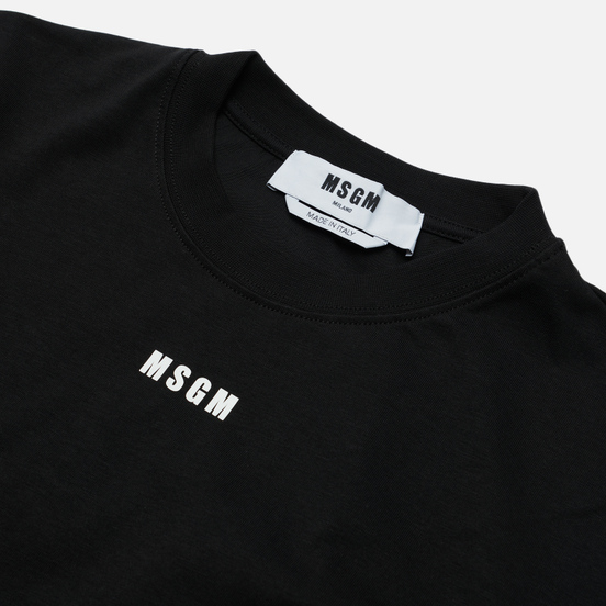 Женский лонгслив MSGM Micrologo Basic Crew Neck Black/White