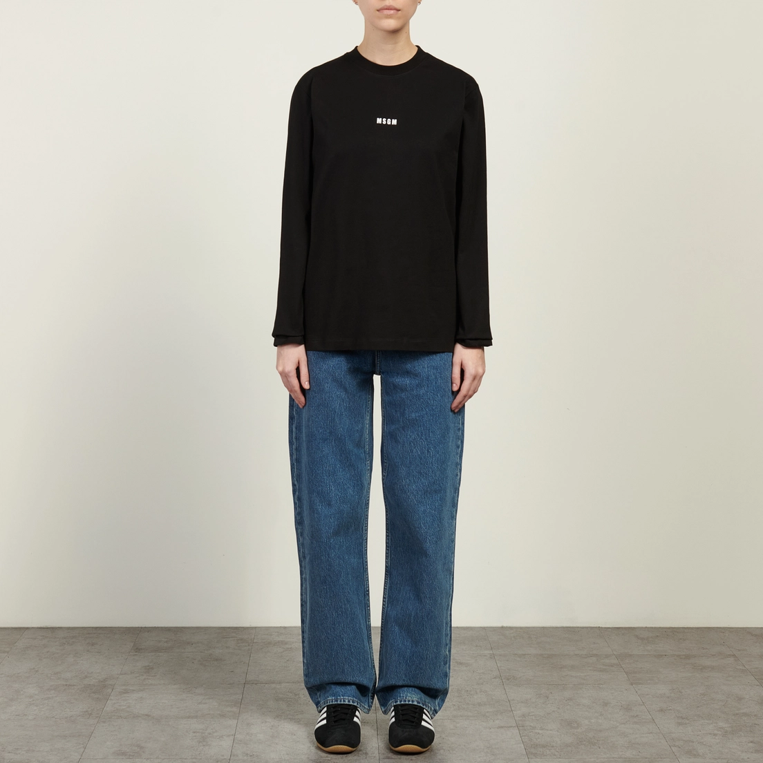 MSGM Женский лонгслив Micrologo Basic Crew Neck