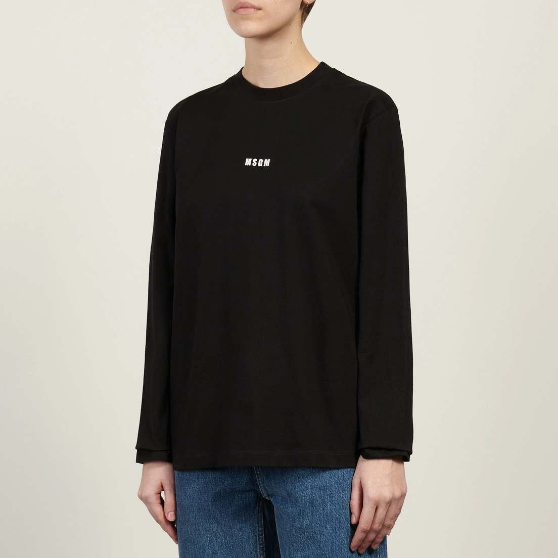 MSGM Женский лонгслив Micrologo Basic Crew Neck