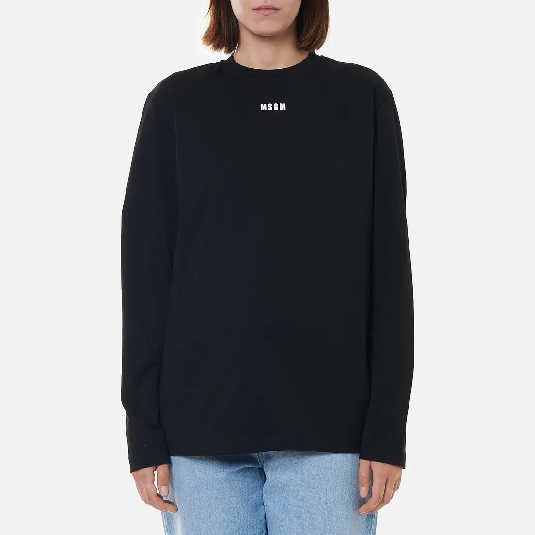 MSGM Женский лонгслив Micrologo Basic Crew Neck