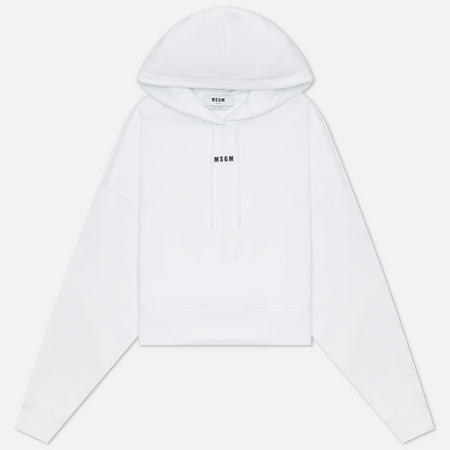 Женская толстовка MSGM Micrologo Basic Unbrushed Hoodie, цвет белый, размер XS