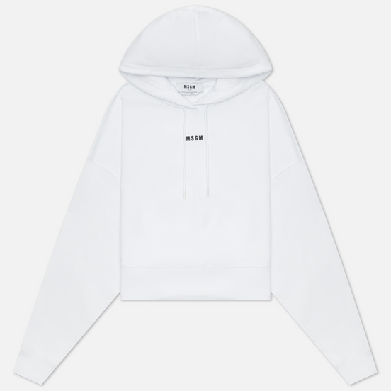 Женская толстовка MSGM Micrologo Basic Unbrushed Hoodie Optical White/Black