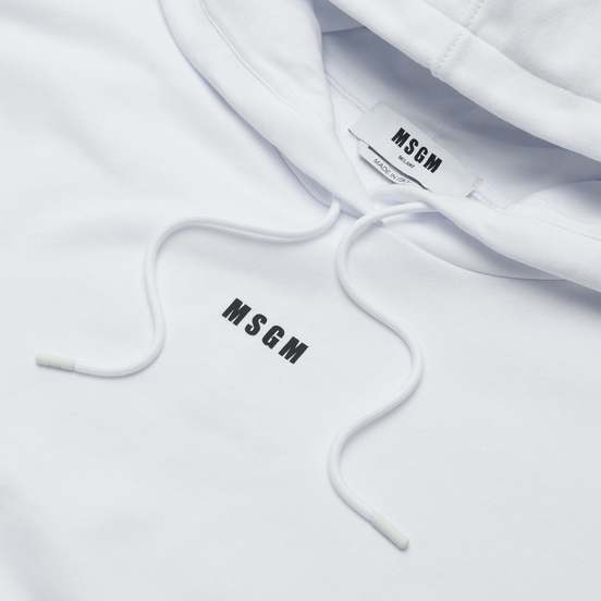 Женская толстовка MSGM Micrologo Basic Unbrushed Hoodie Optical White/Black