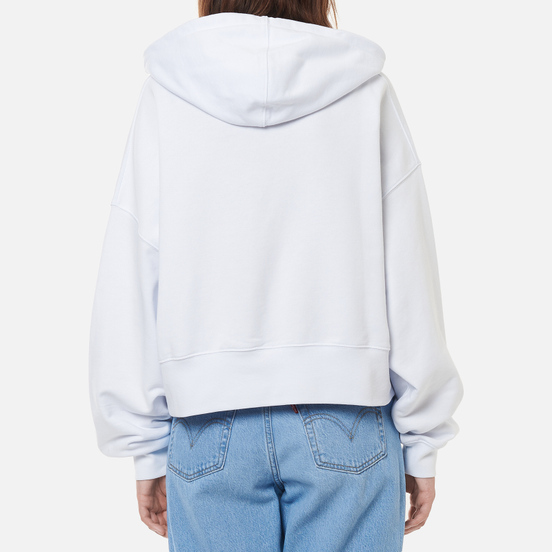 Женская толстовка MSGM Micrologo Basic Unbrushed Hoodie Optical White/Black
