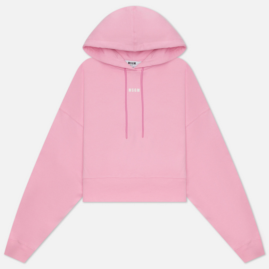 Женская толстовка MSGM Micrologo Basic Unbrushed Hoodie Pink/White