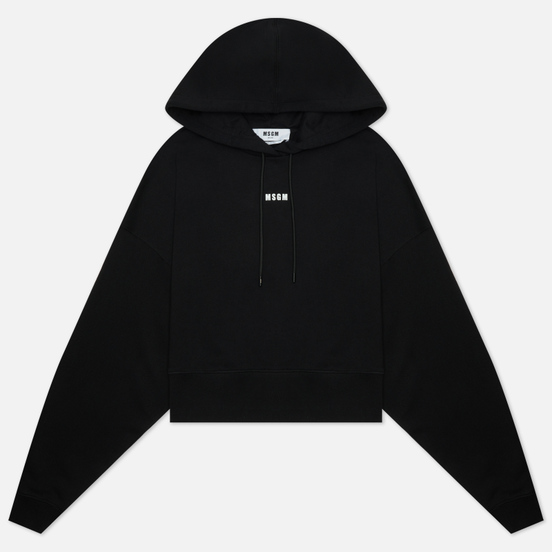 Женская толстовка MSGM Micrologo Basic Unbrushed Hoodie Black/White