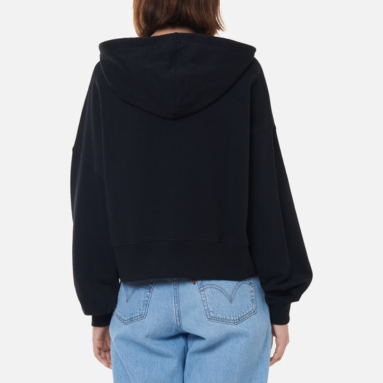 Женская толстовка MSGM Micrologo Basic Unbrushed Hoodie Black/White