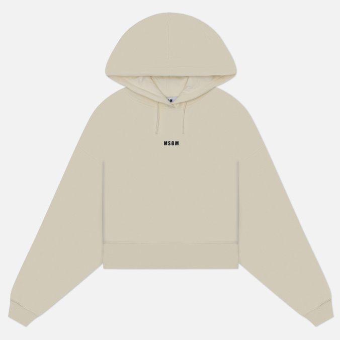Женская толстовка MSGM Micrologo Basic Hoodie Short, цвет бежевый