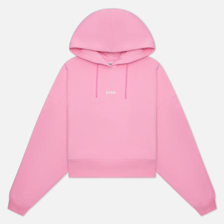 Женская толстовка MSGM Micrologo Basic Hoodie Short, цвет розовый, размер M